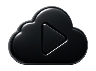 Black cloud media player icon for streaming technology.