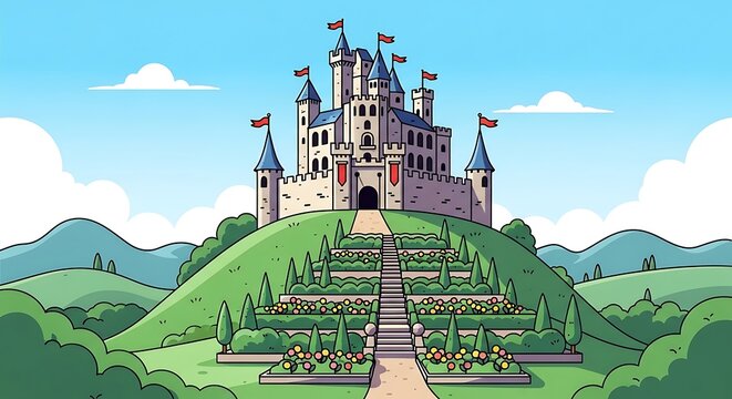 Cartoon Castle Hilltop.