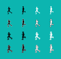Collection of Runner Sport Silhouettes A set of vector person running, jogging, and sprinting. Perfect for sports graphics, fitness apps, and athletic apparel designs.