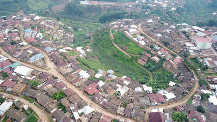 Aerial shot of a residential area in cameroon affected by severe flooding event