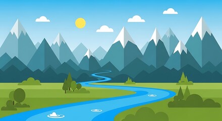 Obraz premium Mountain River Landscape. (2)