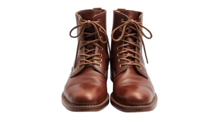 Vector illustration of a pair of brown leather boots isolated on transparent background