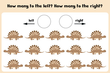 Stegosaurus Left or Right Counting Worksheet