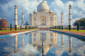 Fototapeta premium Capturing Majesty: Artistic Interpretation of the Taj Mahal
