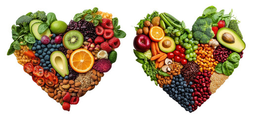 healthy food hearts on white background