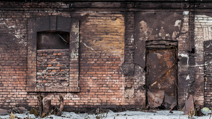 ruined street and destroyed houses the city Kiev war in Ukraine