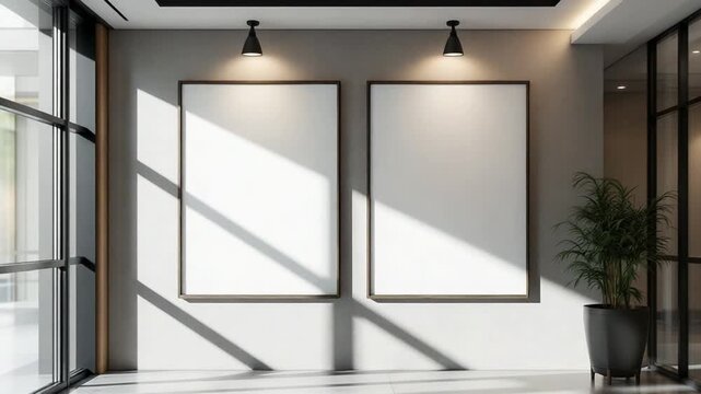 Modern Empty Gallery Walls in a Lobby.