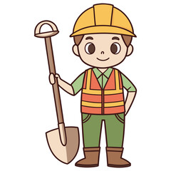Full Body Cartoon Builder with Safety Gear and Tool