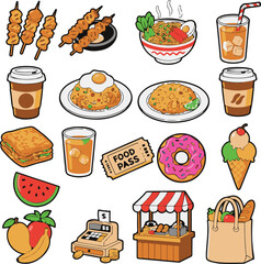 Cartoonish Food Bazaar Icon Pack.eps