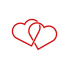 Two hearts linked icon isolated on white background