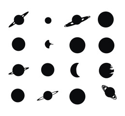 silhouettes of solar system planets in outer space