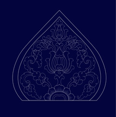 Thai Lanna Ornamental Vector with Kanok Floral Motif in Arch Frame