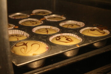 cup of cake in the oven
