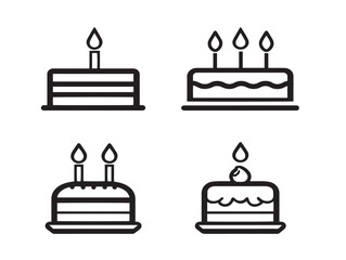 Professional Birthday Icon Collection Outline Vector Line Art Symbols
