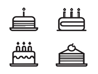 Creative Birthday Icon Pack Outline Vector Line Art Illustration