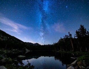 Milky Way over tranquil lake