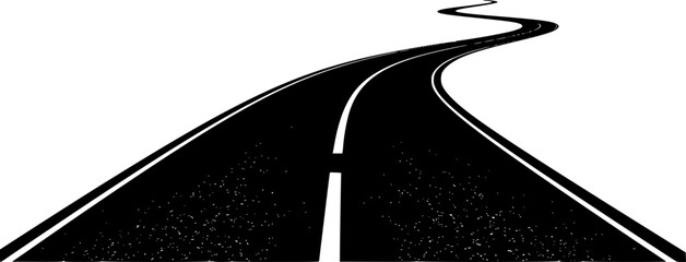 Fototapeta premium Curved black and white asphalt road illustration. Vector illustration 