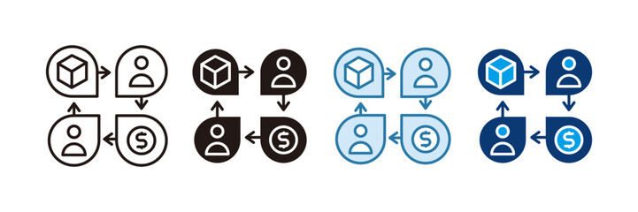 Business Model Icon Set Multiple Style Collection