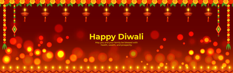 Vector illustration of Happy Diwali social media template