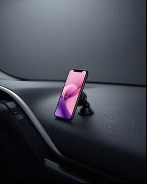 Sleek Modern Smartphone Car Dashboard Mount Navigation Screen Technology