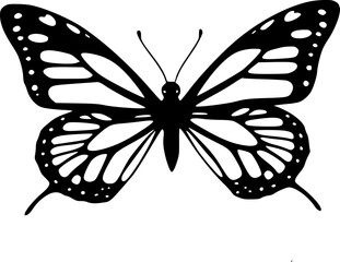 Black butterfly silhouette vector for minimal and abstract artwork