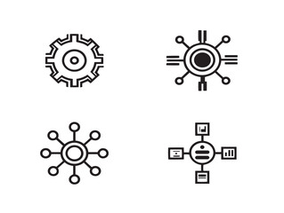Creative Business Process Symbol Set Minimal Outline Vector Illustration