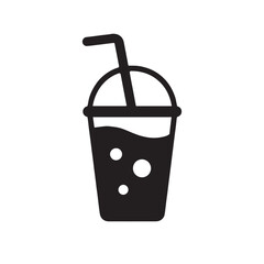 black silhouette of refreshing beverage smoothie in clear cup