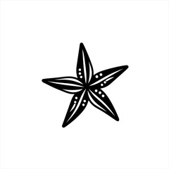Black and white illustration of a stylized starfish with dots