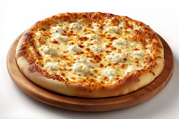 Close up image of delicious fragrant cheese pizza with mozzarella. Hot tasty cheese Italian pizza