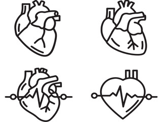 Elegant Cardiovascular Disease Icons Minimal Line Art Vector Illustration