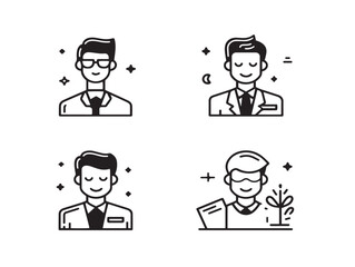 Professional Career Advancement Symbols Minimal Line Art Vector Illustration