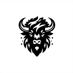 Stylized black and white buffalo head emblem