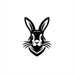 Stylized black rabbit head logo design