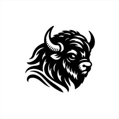 Stylized black and white bison head emblem