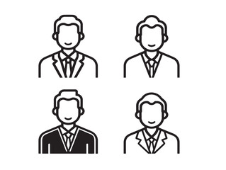 Professional Career Man Symbols Pack Outline Minimal Line Art Icons