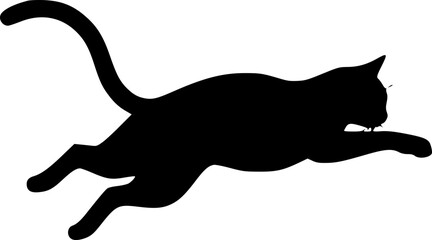 Cat silhouette in jump pose vector artwork