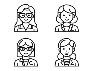 Creative Career Women Symbol Collection Outline Vector Illustration Design