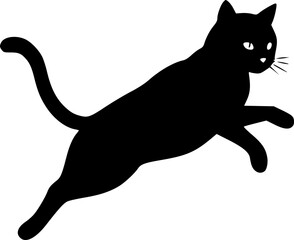Jump cat silhouette outline graphic