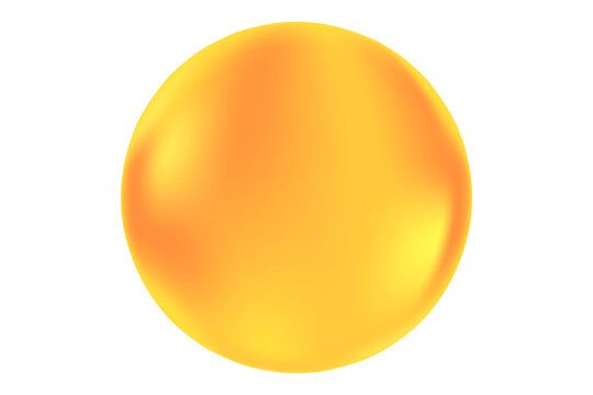 Elegant orange, yellow glowing 3d magic sphere or bubble. Aesthetic golden watercolor gradient round orb shape isolated design element.