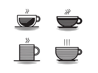Fresh coffee icons set with elegant clean outline illustrations  