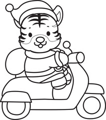 Fototapeta premium Coloring book of cute tiger character vector clip art for children. 