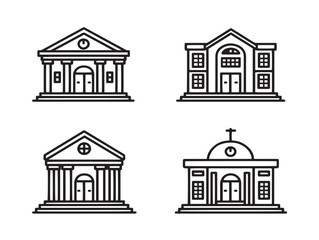 Creative college related icons in stylish line art collection  