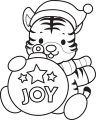 Obraz premium Coloring book of cute tiger character vector clip art for children. 
