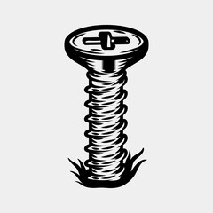 Metal Screw – Vintage Engraved Vector