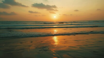 Sunrise & Sunset Coastal Landscapes: Orange/Red Sky Reflections, Blue Ocean Waves & Summer Beach Vistas