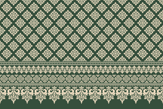 Luxury ornate floral damask motif seamless vector pattern background. Traditional decorative texture with ethnic inspiration. Elegant design suitable for textile clothing print saree brocade etc.