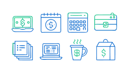Financial Management and Planning Icons".