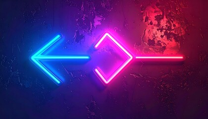 Neon arrows on textured wall