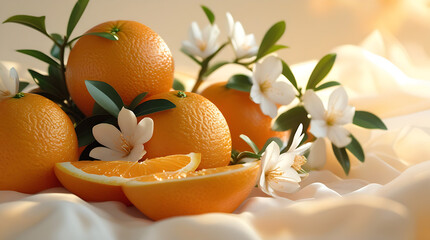 Vibrant Orange Citrus Pattern Background, Fresh Orange Slice Seamless Wallpaper, Citrus Fruit Summer Aesthetic Design, Bright Orange Blossom Texture Pattern