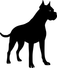 Black dog standing silhouette vector for logo and decorative projects